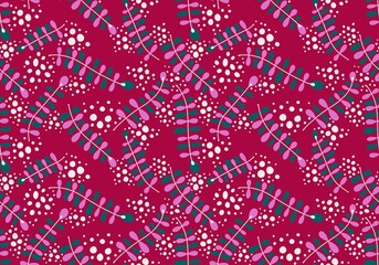 Abstract floral branches seamless cartoon doodle leaves pattern for clothes print and wrapping and kids and fabrics