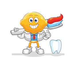 lemon head dentist illustration. character vector