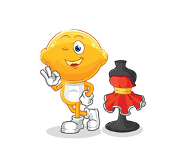 lemon head fashion designer vector. cartoon character