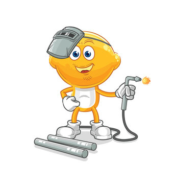 recommend clip art: lemon head welder mascot. cartoon vector