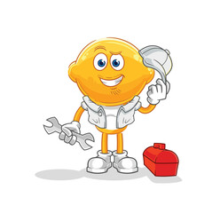 lemon head mechanic cartoon. cartoon mascot vector