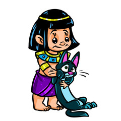 Little boy ancient egypt cat character clipart cartoon illustration