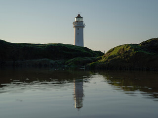 lighthouse at dusk