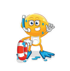 lemon head swimmer with buoy mascot. cartoon vector