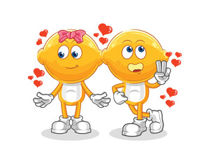 lemon head dating cartoon. character mascot vector
