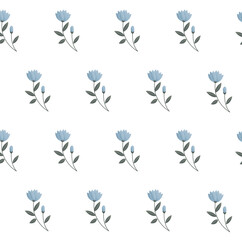 floral pattern blue delicate flowers on a light background