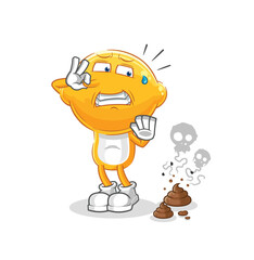 lemon head with stinky waste illustration. character vector