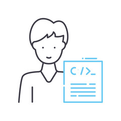 programmer line icon, outline symbol, vector illustration, concept sign