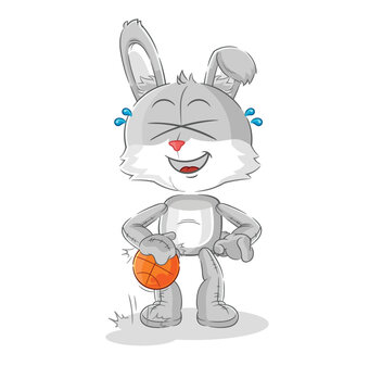 rabbit dribble basketball character. cartoon mascot vector