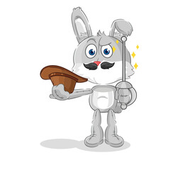 rabbit fencer character. cartoon mascot vector
