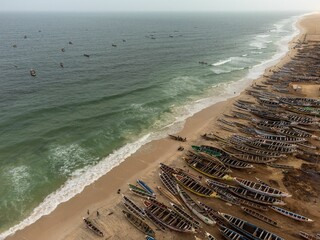 Seascape of the fishing port in Nouakchott, Mauritania