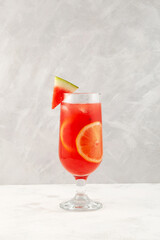 Watermelon Sangria. Summer refreshing drink. Iced cocktail with watermelon juice