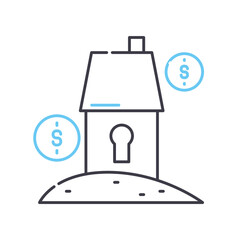private property line icon, outline symbol, vector illustration, concept sign