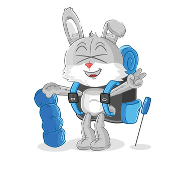 rabbit go camping mascot. cartoon vector
