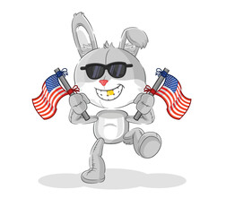 rabbit american youth cartoon mascot vector