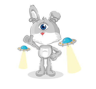 rabbit alien cartoon mascot vector