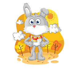 Obraz na płótnie Canvas rabbit in the autumn. cartoon mascot vector