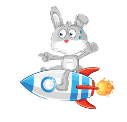 rabbit ride a rocket cartoon mascot vector