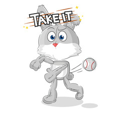 rabbit throwing baseball vector. cartoon character