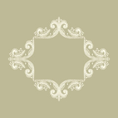 Hand Drawn Vintage damask ornamental elements for design. Baroque frame scroll ornament. Retro Elegant floral pattern border in antique style.