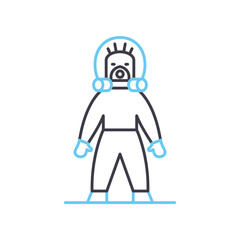 radioactive suit line icon, outline symbol, vector illustration, concept sign