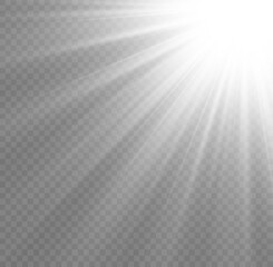 White sunlight, sun flash rays, star burst sparkle