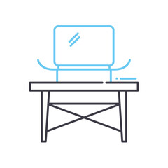 stending desk line icon, outline symbol, vector illustration, concept sign