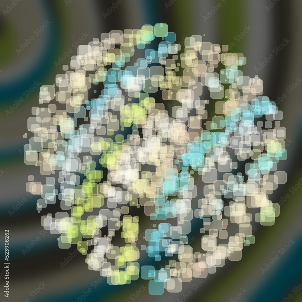 Aufkleber abstract geometric sphere of many square glittering in space explosion of confetti rounded square