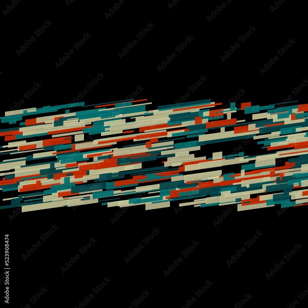 Poster abstract geometric speed line multi neon colored flares shapes and grid on a isolated black backgrou