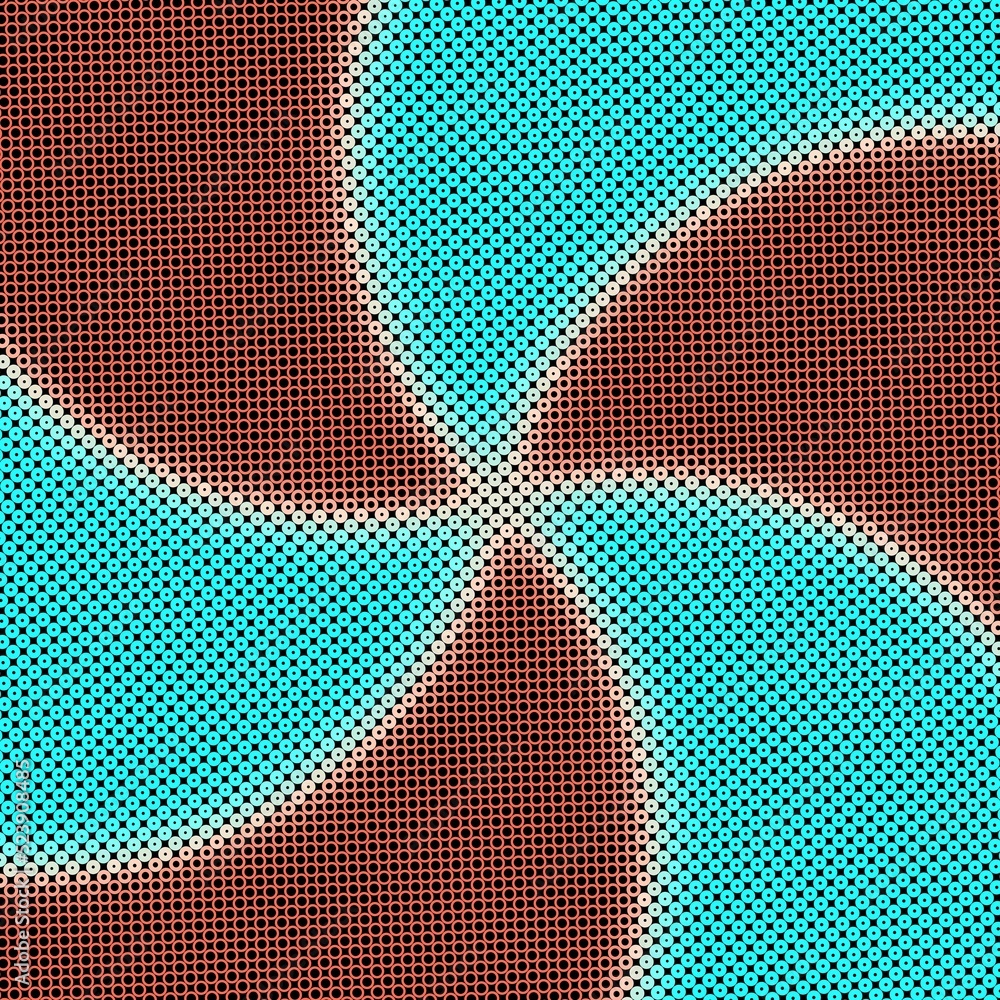 Poster modern stylish halftone texture with random multicolored size circles and rings as chaotic mosaic