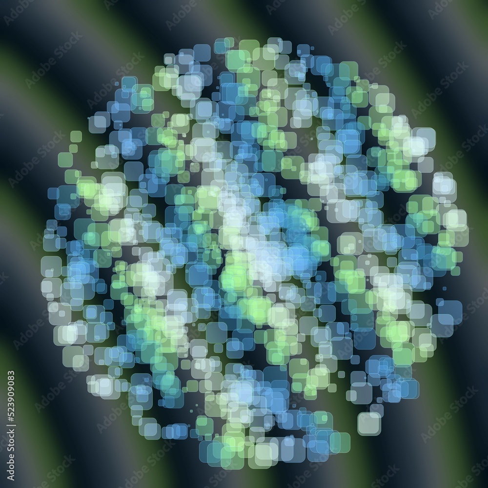Aufkleber abstract geometric sphere of many square glittering in space explosion of confetti rounded square