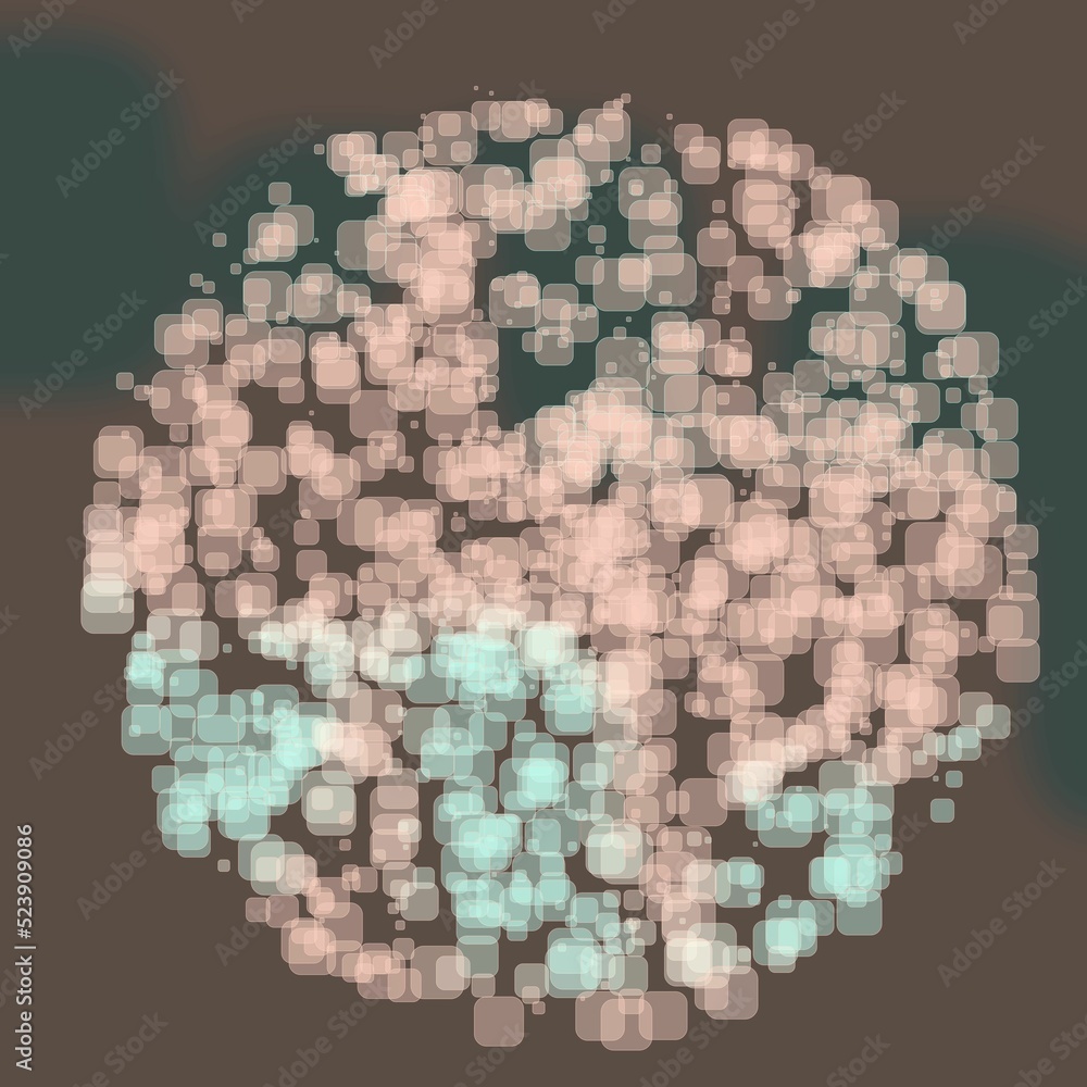 Aufkleber abstract geometric sphere of many square glittering in space explosion of confetti rounded square