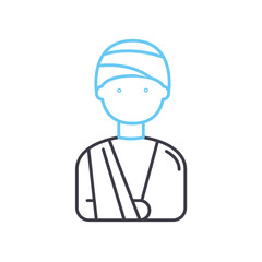 patient with bandage line icon, outline symbol, vector illustration, concept sign