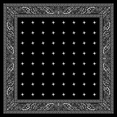 Simply Bandana decorated with white geometric ornament lines that can be applied to fabrics of various colors