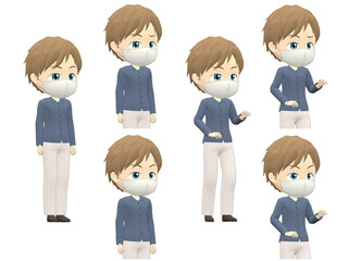 [Surprise A] Caucasian Man shirts Medium hair oblique angle