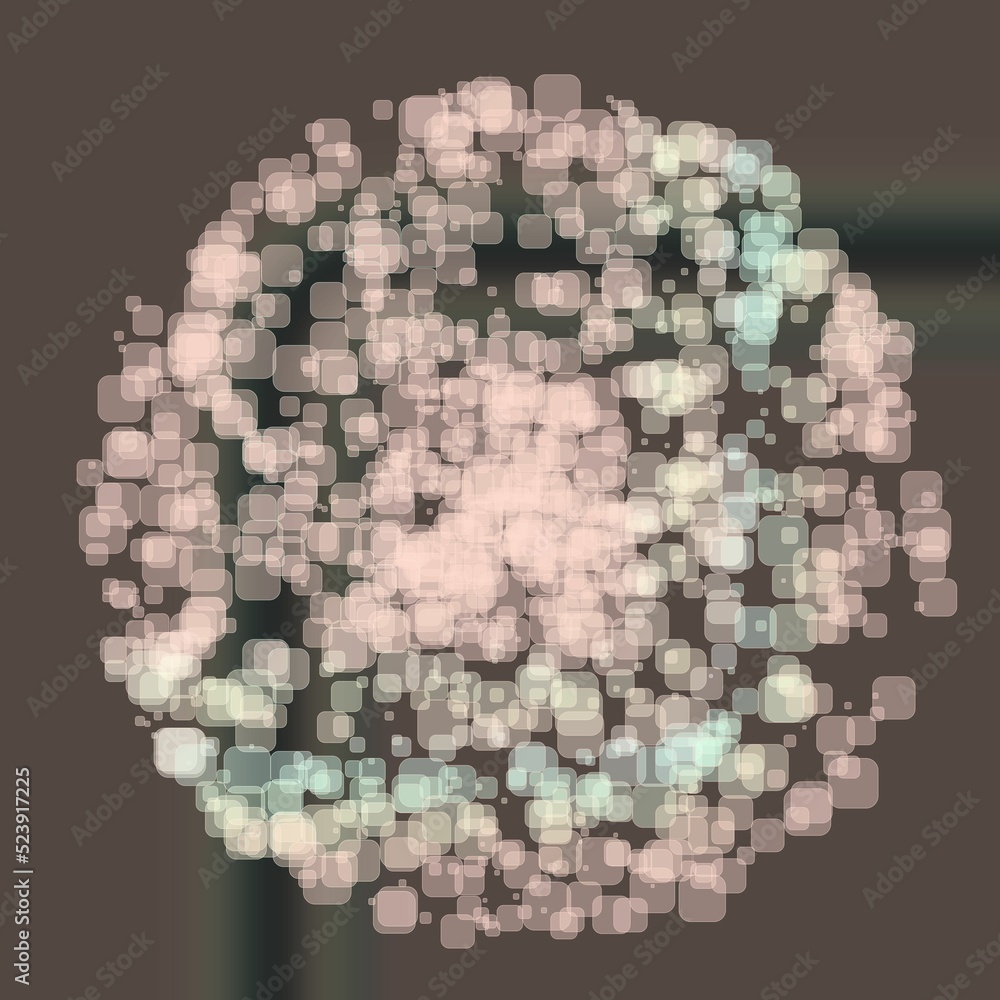Poster abstract geometric sphere of many square glittering in space explosion of confetti rounded square