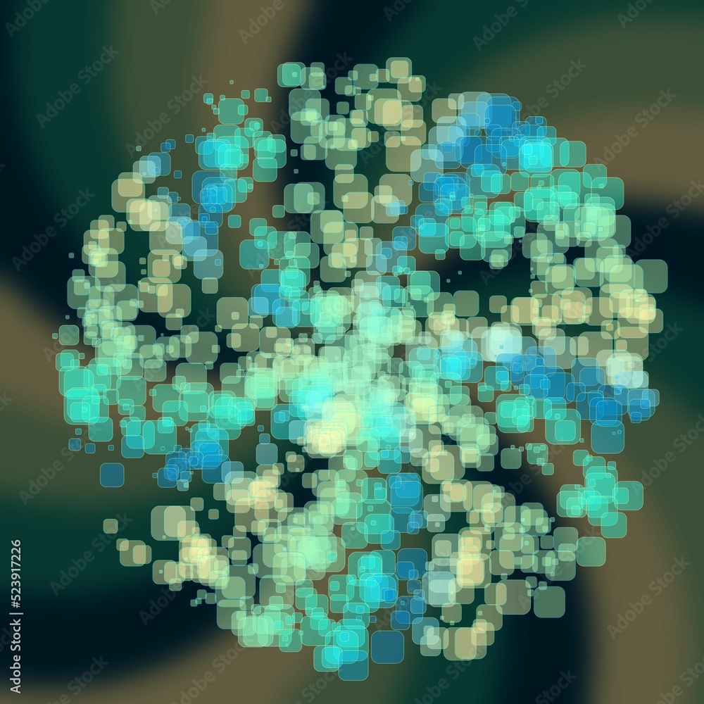 Aufkleber abstract geometric sphere of many square glittering in space explosion of confetti rounded square