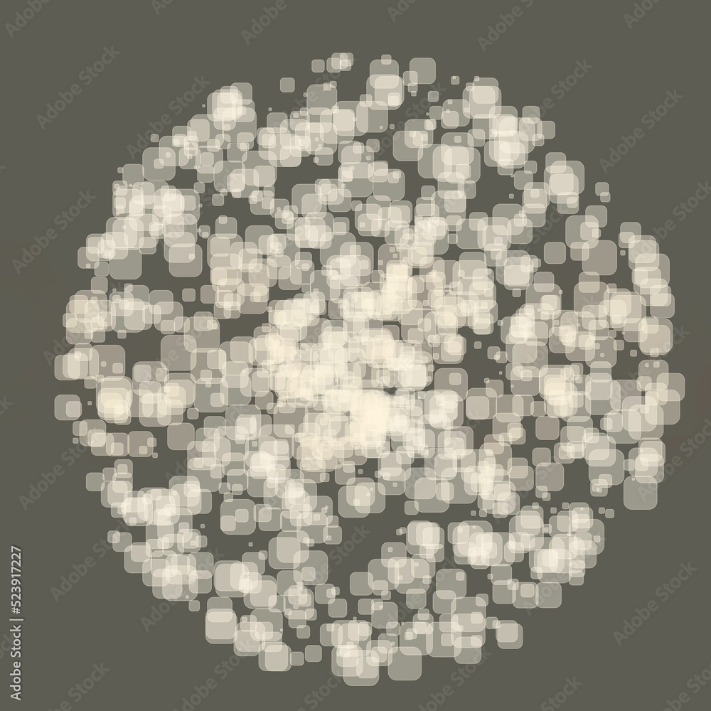 Poster abstract geometric sphere of many square glittering in space explosion of confetti rounded square