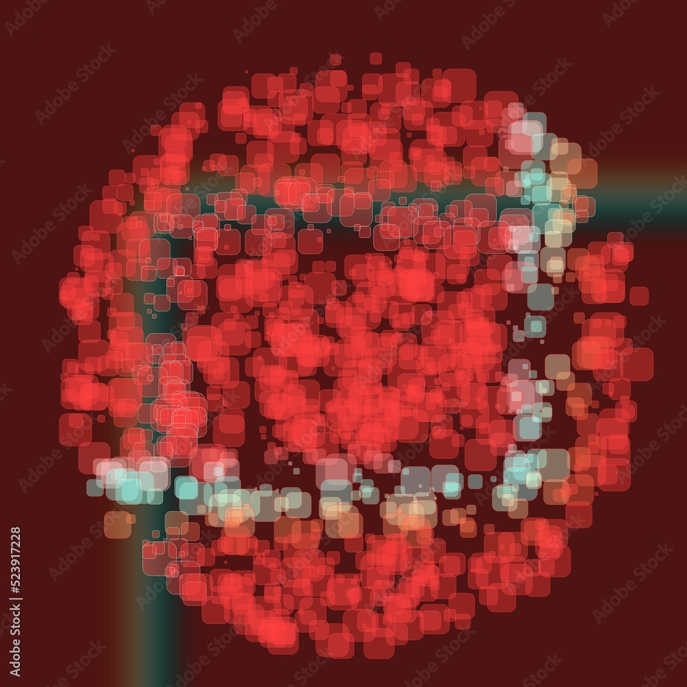Poster abstract geometric sphere of many square glittering in space explosion of confetti rounded square