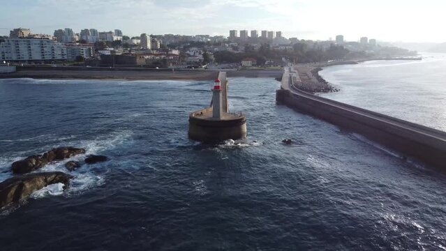 Beautiful shot of the Bugio Lighthouse on an island in the estuary of the River Tagus