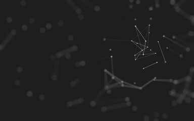 Abstract background. Molecules technology with polygonal shapes, connecting dots and lines. Connection structure. Big data visualization.