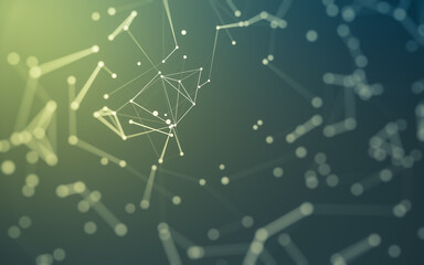 Abstract background. Molecules technology with polygonal shapes, connecting dots and lines. Connection structure. Big data visualization.