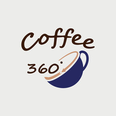 coffee logo design with a 360 degree circle on the cup