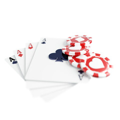 3D Playing Card with Poker Chips