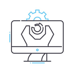 system update line icon, outline symbol, vector illustration, concept sign