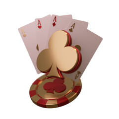 3D Playing Card with Poker Chip
