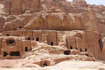 Scenic view of the Street of Facades in Petra, Jordan