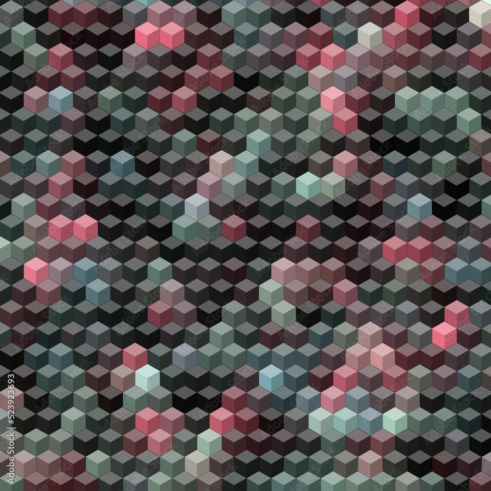 Poster an illustration of colorful isometric 3d cube with abstract multicolor pattern background wallpaper