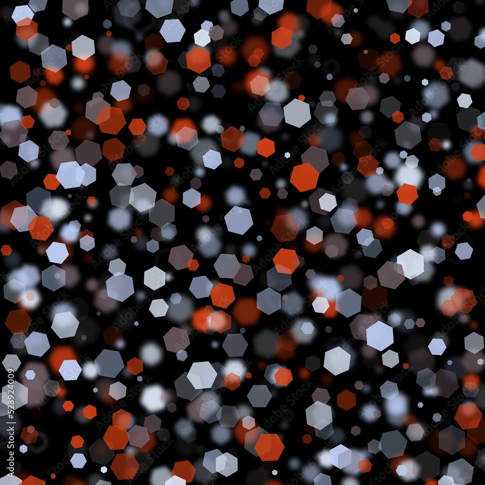 Poster illustration of an abstract light dots and blurred hexagon backdrop like bokeh spot hex shapes
