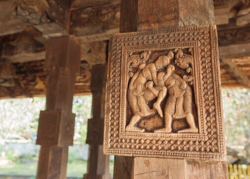 Traditional wood carvings of Embekka Devalaya